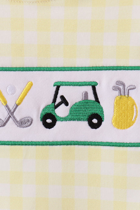 Yellow golf smocked gingham jonjon