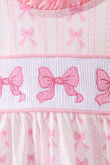 Pink bow smocked ruffle bloomer set