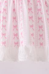 Pink bow smocked ruffle bloomer set