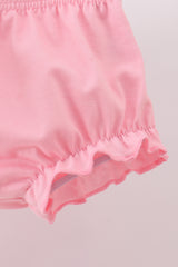 Pink bow smocked ruffle bloomer set