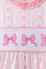 Pink bow smocked ruffle dress