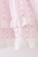 Pink bow smocked ruffle dress