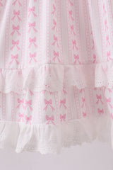 Pink bow smocked ruffle dress