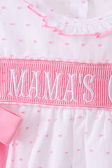 Pink MAMA'S GIRL embroidery swiss dot ruffle bloomer set