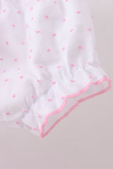 Pink MAMA'S GIRL embroidery swiss dot ruffle bloomer set