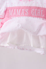Pink MAMA'S GIRL embroidery swiss dot ruffle bloomer set