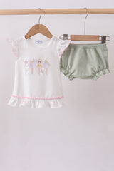 Dance angel embroidery ruffle bloomer set