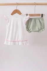 Dance angel embroidery ruffle bloomer set