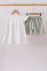Dance angel embroidery ruffle skort set