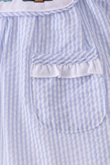 Blue sailboat seersucker bloomer set