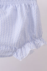 Blue sailboat seersucker bloomer set