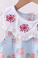 Blue fireworks embroidery skort set