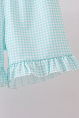 Blue seashell embroidery ruffle shorts set