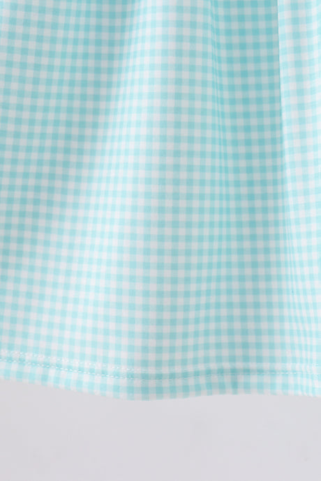 Blue seashell embroidery ruffle dress