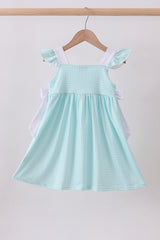 Blue seashell embroidery ruffle dress