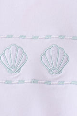 Blue seashell embroidery shorts set