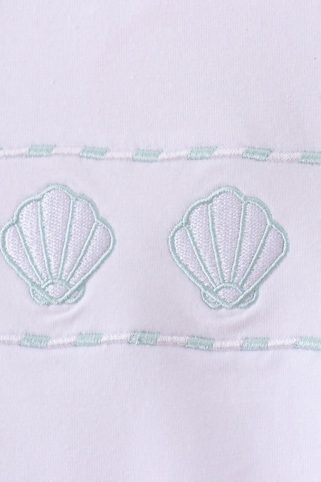 Blue seashell embroidery shorts set