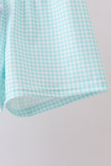 Blue seashell embroidery shorts set