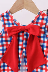 Red puppy embroidery gingham bloomer set