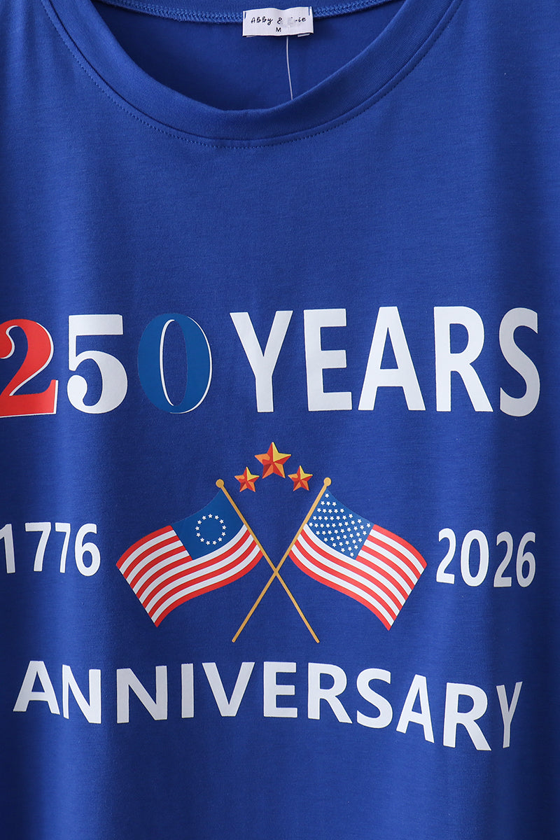 Blue 250 Years flag family top