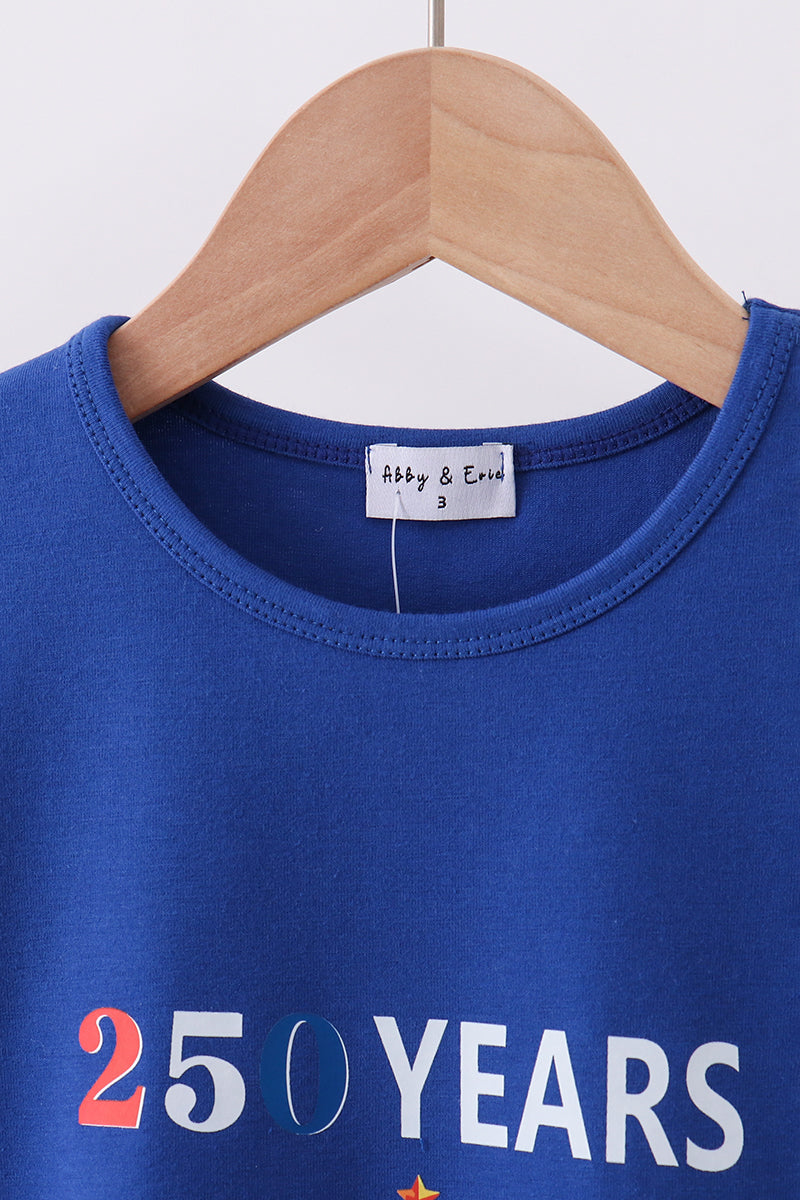 Blue 250 Years flag family top