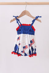 Blue 1776 flag embroidery ruffle bubble