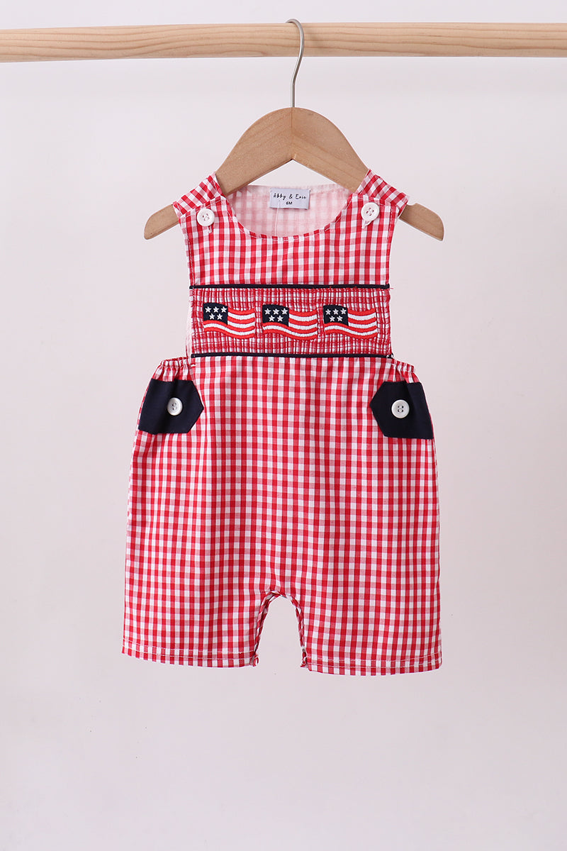 Red flag smocked gingham jonjon