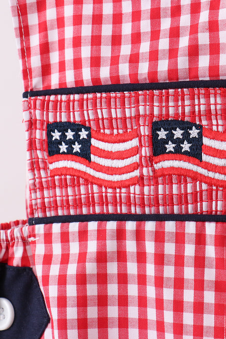 Red flag smocked gingham jonjon