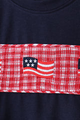 Red flag smocked gingham shorts set