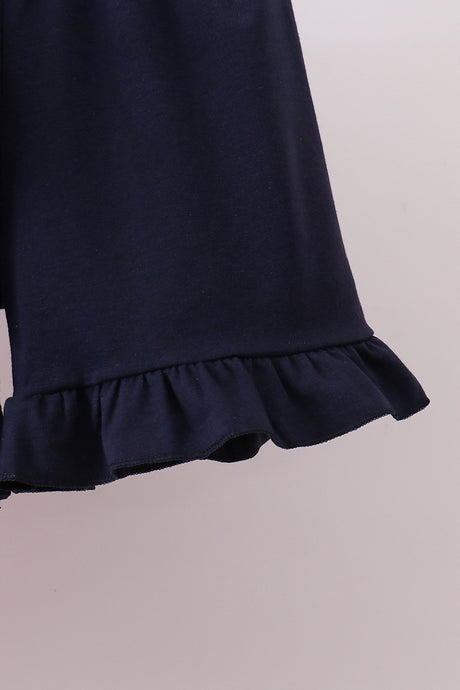 Red flag smocked gingham ruffle shorts set