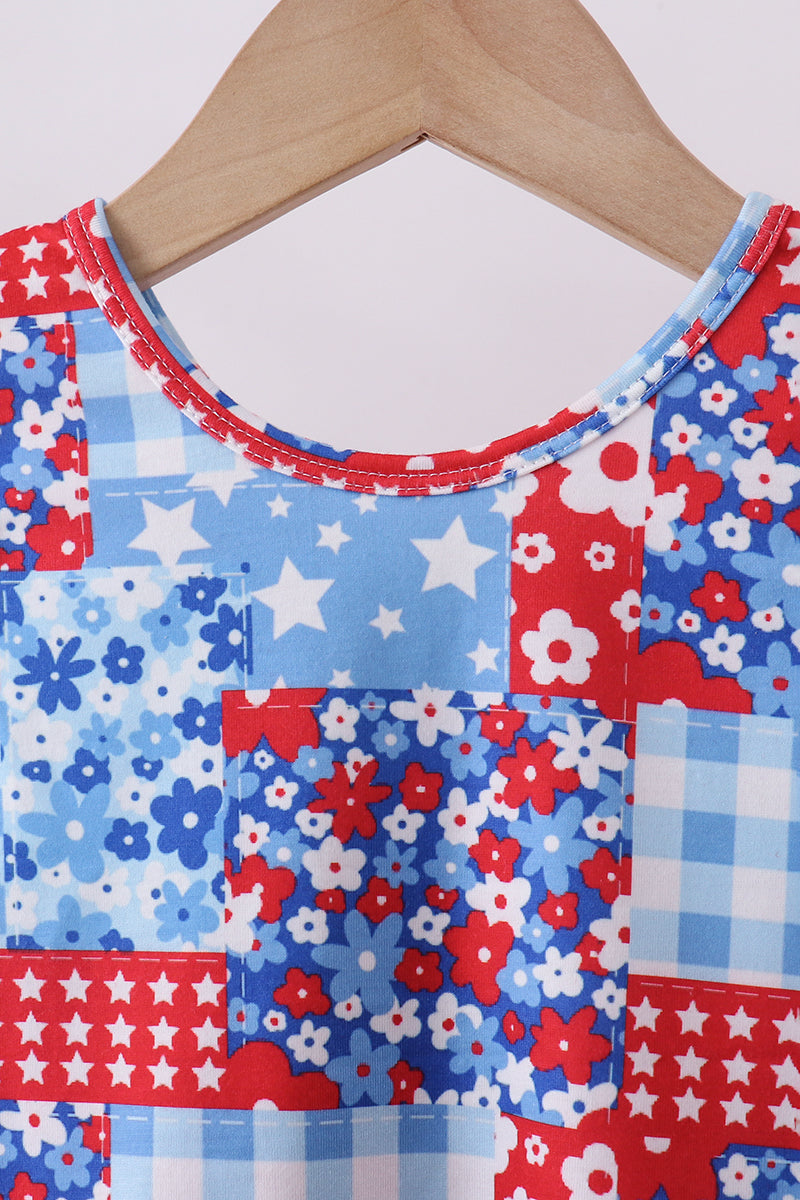 Red floral print bloomer set