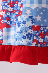 Red floral print bloomer set