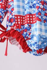 Floral print ruffle rashguard