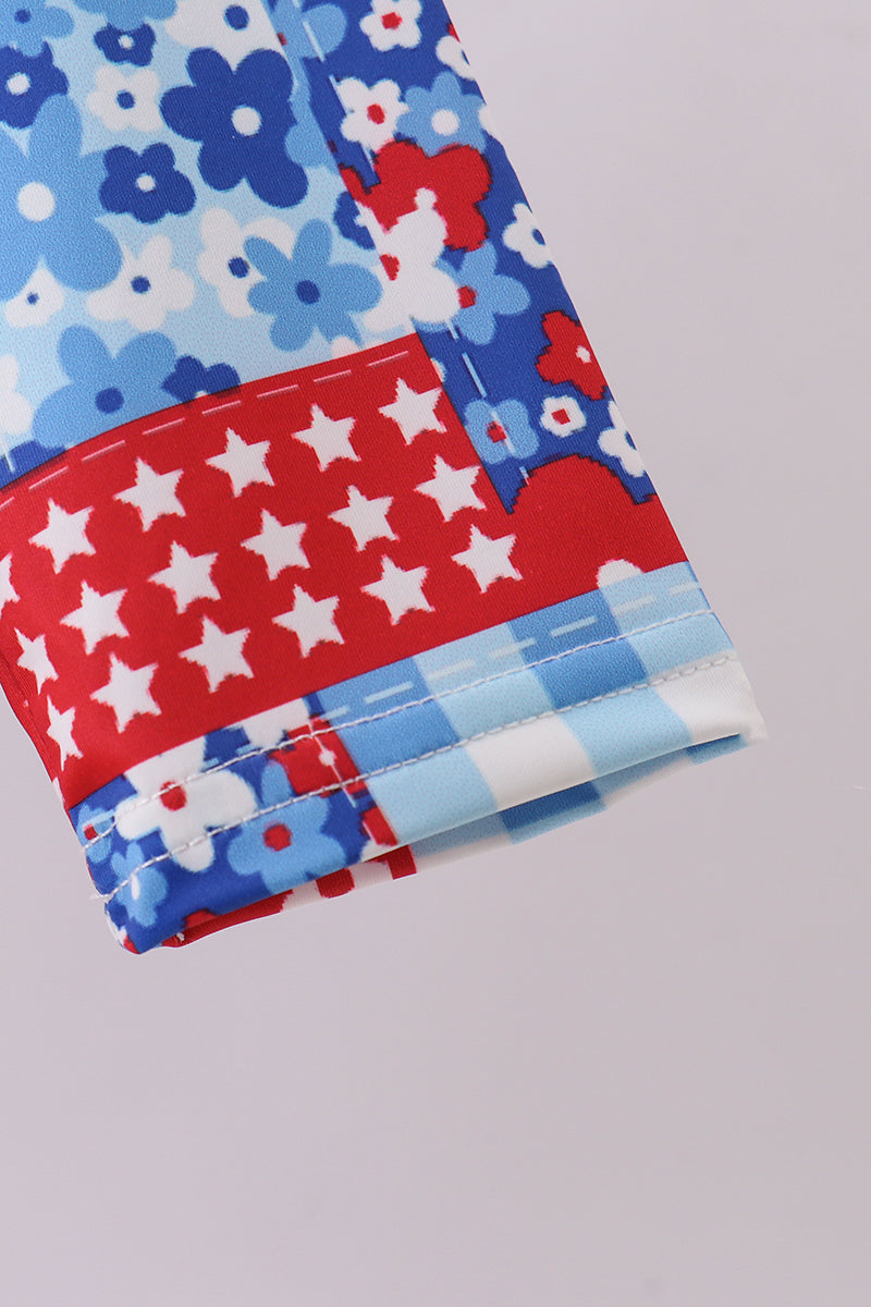 Floral print ruffle rashguard