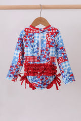 Floral print ruffle rashguard