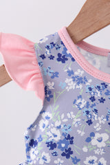 Blue floral bow ruffle bubble