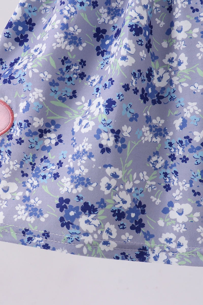 Blue floral bow dress