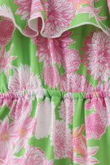 Pink floral ruffle jumpsuit