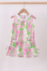 Pink floral lace shift dress