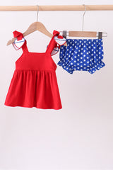 Red heart smocked bloomer set
