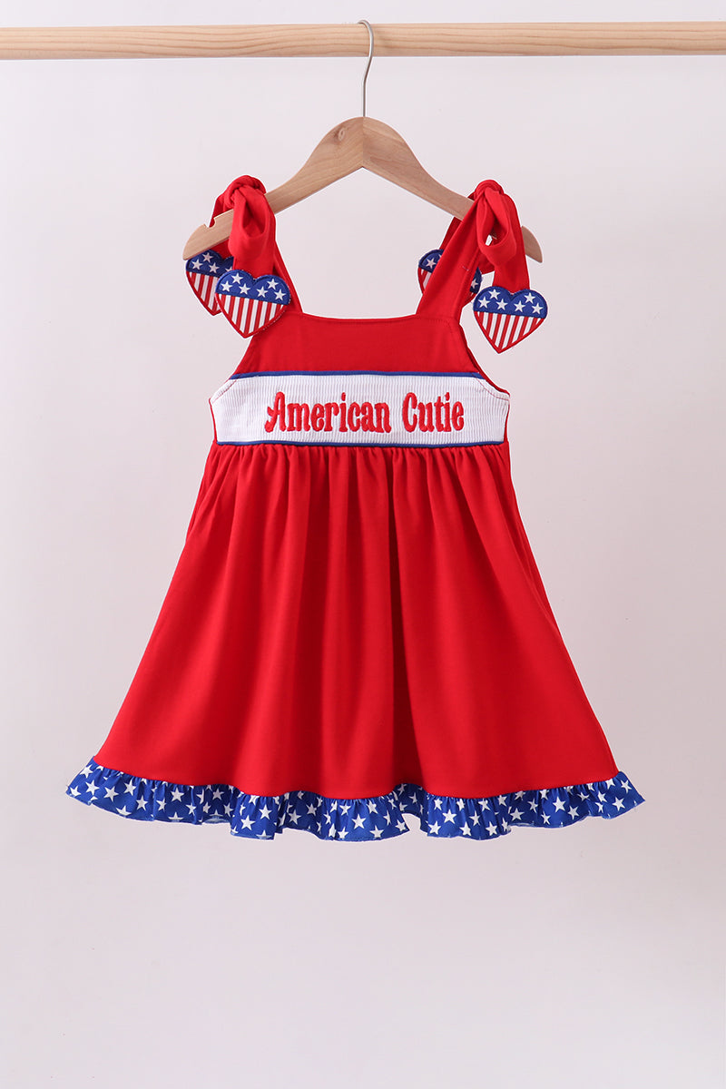 Red heart smocked dress