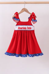 Red heart smocked dress