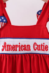 Red heart smocked dress