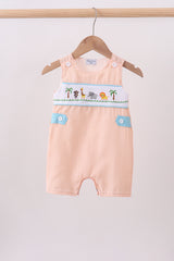 Orange stripe seersucker animal smocked jonjon