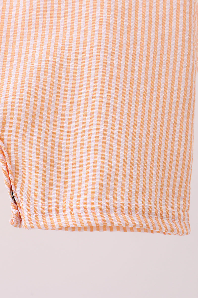 Orange stripe seersucker animal smocked jonjon
