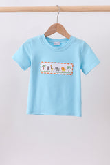 Blue animal embroidery top