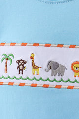 Blue animal embroidery top