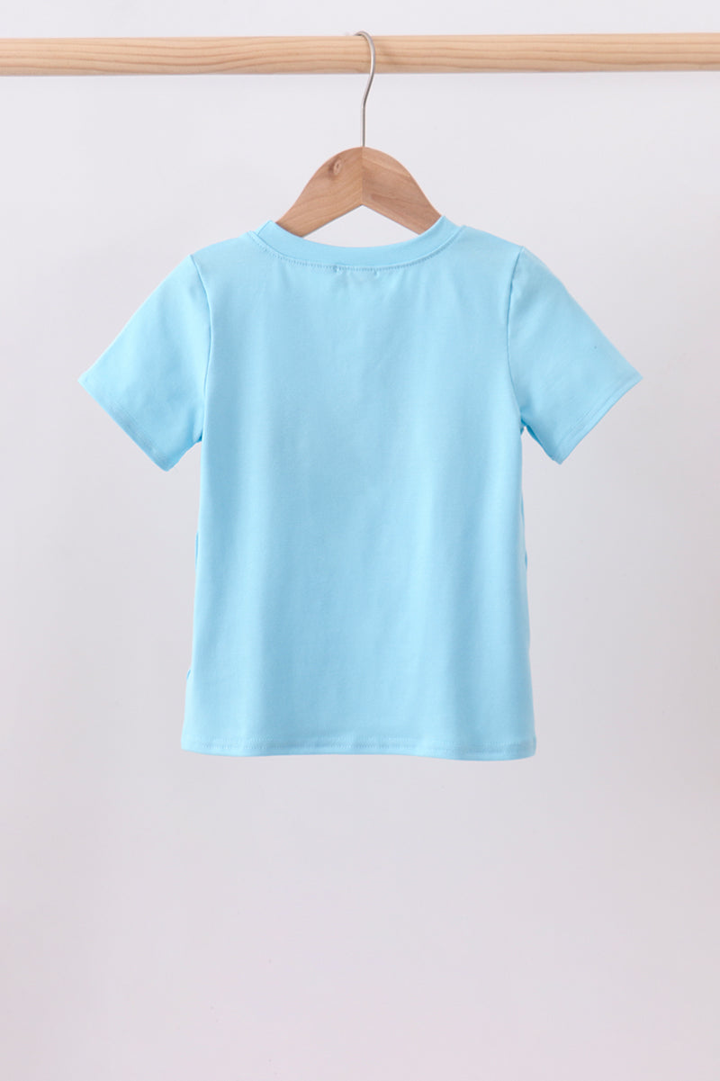 Blue animal embroidery top