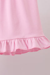 Purple butterfly embroidery swiss dot ruffle shorts set