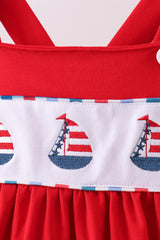 Red sailboat embroidery dress